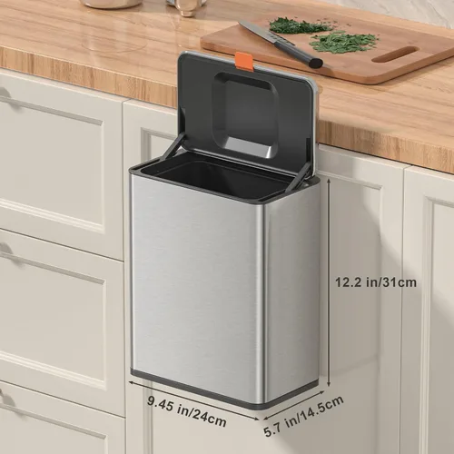 Miniatura 5 de Mbillion - Bote de compostaje de cocina colgante con tapa, bote de basura de acero inoxidable de 2.1 galones (8 litros) para puerta de gabinete