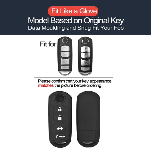 Miniatura 2 de 2 piezas compatibles con Mazda 3 6 3 Sport CX-5 CX-9 MX-5 Miata Scion iA Toyota Yaris Yaris iA 4 botones Smart Key Fob Cover Case Llavero Protector