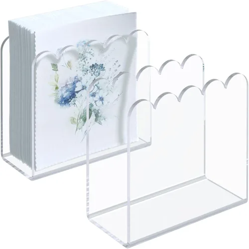 Miniatura 12 de Portaservilletas, Paquete de 2 Portaservilletas de Acrílico Transparente para Mesa, Portaservilletas para Servilletas de Cóctel de Papel