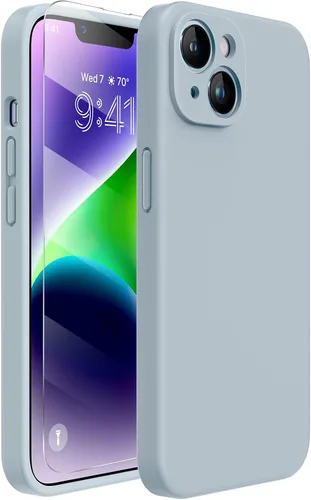 Miniatura 316 de Miracase Funda diseñada para iPhone 13, con protector de pantalla de vidrio templado, forro de microfibra suave antiarañazos, funda de goma