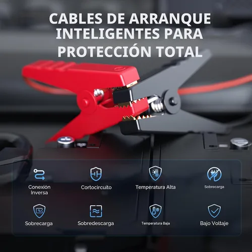 Miniatura 6 de Arrancador con compresor de aire, batería de 5000 A 160 PSI portátil (9.0 gas/8.0L diesel), batería de coche de 12 V con cables de puente