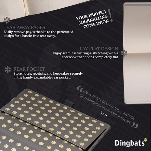 Miniatura 5 de Dingbats* Cuaderno de Escritura Liso Wildlife A5 - Tapa Dura de Cuero Vegano - Ideal para Trabajo, Viajes - Bolsillo, Cierre Elástico y Marcapáginas