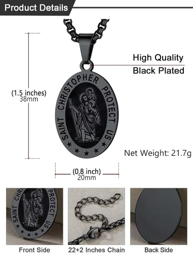 Miniatura 149 de U7 Saint Benedict/Michael Medal Necklace, 316L Stainless Steel Virgin Mary Necklace for Men Women, Bible Verse Protection Necklace Catholic