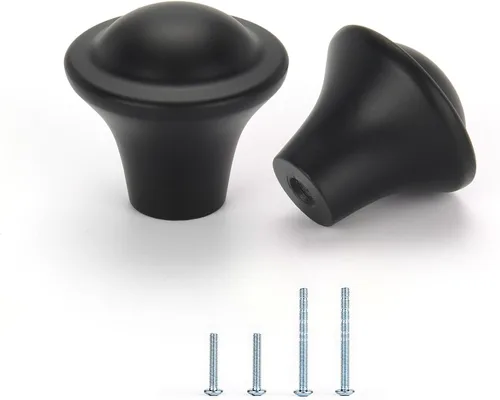 Pomos de gabinete de cocina, color negro oscuro, manijas modernas de cajón de un solo agujero, paquete de 4 accesorios decorativos, tiradores