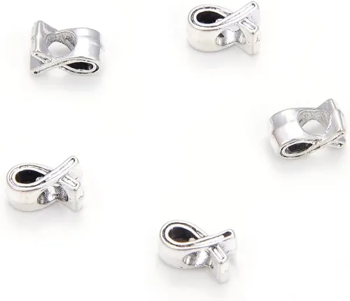 Miniatura 12 de 10 cuentas sueltas de agujero grande para bicicleta (agujero de 0.177 in) espaciador de metal plateado antiguo para bricolaje artesanía joyería