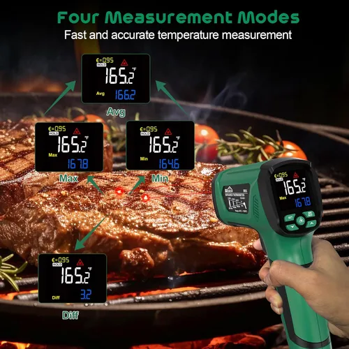 Miniatura 4 de Pistola Termómetro Infrarrojo, SQECH Pistola Termómetro Láser -40℉～2192℉ (-40℃～1200℃), Termómetro de Alta Temperatura sin Contacto 50:1 con Sonda