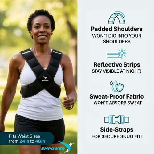 Miniatura 5 de EMPOWER Weighted Vest for Women with Reflective Strips – Fixed 8lbs, Adjustable 4-10lbs (4 in1) or Adjustable10-16lbs (4 in 1), Strengthen Muscles