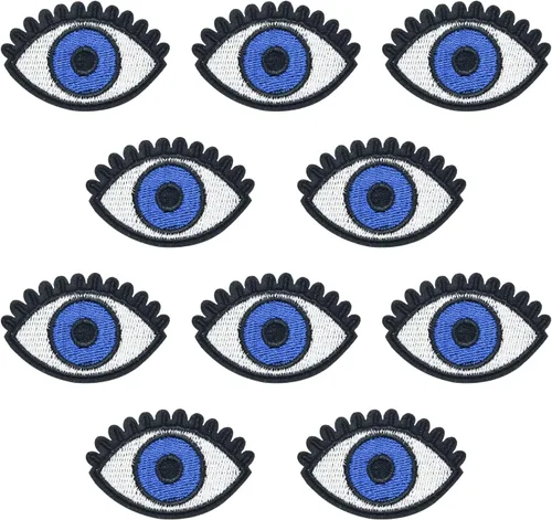Parche bordado de ojo azul FMHXG 10 piezas de ojos azules para coser en parches bordados, insignia para ropa, accesorios de ropa, parche para