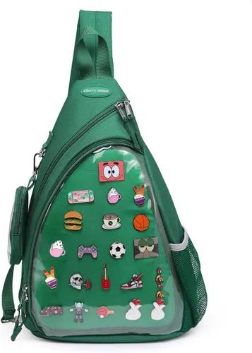 Miniatura 11 de Bolsa Oxford Ita Kawaii con Pin de visualización, mochila de pecho, mochila de un solo hombro, mochila deportiva, mochila para senderismo, mochila