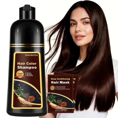 Miniatura 10 de Champú de tinte para el cabello 3 en 1, tinte natural marrón cereza para hombres y mujeres, champú de tinte de larga duración para cabello teñido