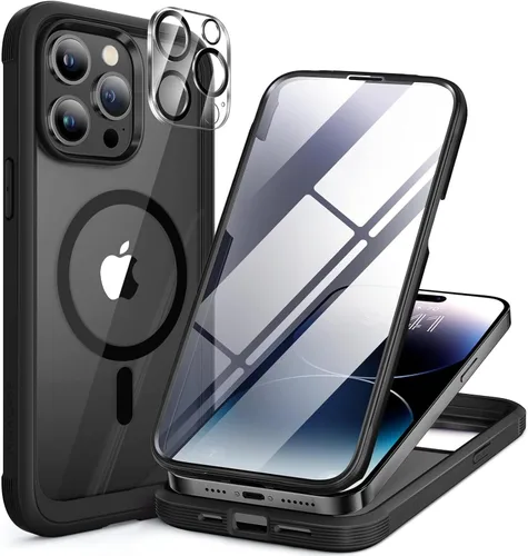 Miniatura 45 de Miracase Funda para iPhone 13 de 6.1 pulgadas, [sin burbujas] funda de teléfono de cuerpo completo con pantalla de vidrio completa integrada, sin