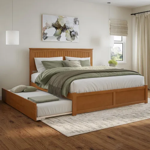 Miniatura 25 de AFI Nantucket - Cama de plataforma tamaño King con estribo y cama nido individual XL en color gris