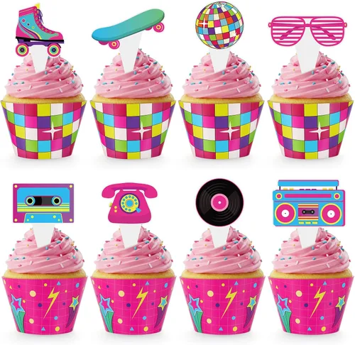 Miniatura 17 de 48 paquetes de toppers y envolturas de cupcakes de coche de carreras, decoración de pastel de fiesta de carreras con temática de carreras y cuadros