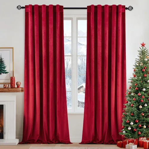 Miniatura 28 de MIULEE Cortinas de terciopelo de 84 pulgadas de largo, juego de 2 paneles para dormitorio, con pestaña trasera plisada, de lujo, aislamiento