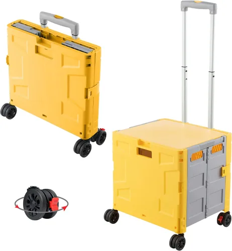 Miniatura 13 de FELICON SELORSS Carro de Utilidad Plegable Carro de Mano Plegable con Mango Telescópico de Plástico Resistente Cesta Plegable de 4 Ruedas Giratorias