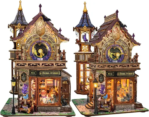 Miniatura 8 de SUNNINO Kit de casa de muñecas en miniatura, rompecabezas de madera 3D de cuco para adultos, kit de construcción de mini casa con 3 modos