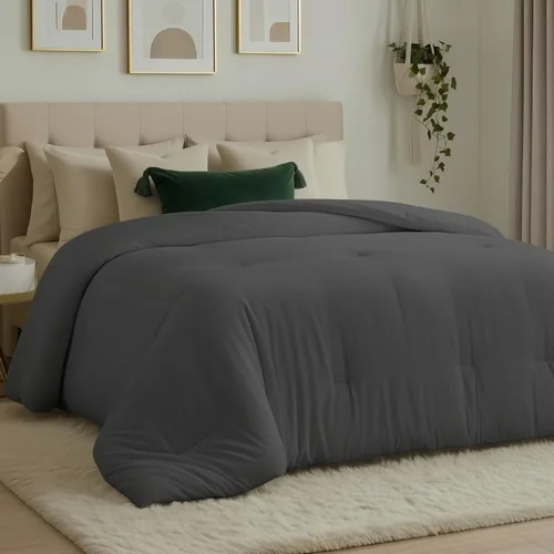 Utopia Bedding Edredones tamaño Queen, relleno de edredón para todas las estaciones, edredón de plumón alternativo con pestañas en las esquinas, Gris