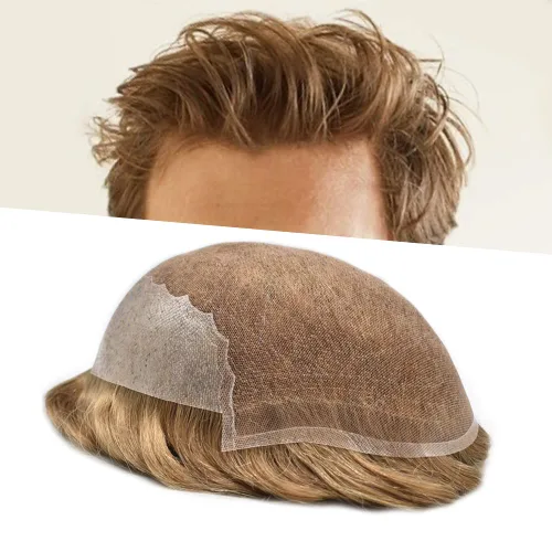 Miniatura 36 de Toupee para hombres, sistema de reemplazo de cabello humano Remy, nudos blanqueados, encaje frontal, piel fina, para hombre, color gris, pelucas