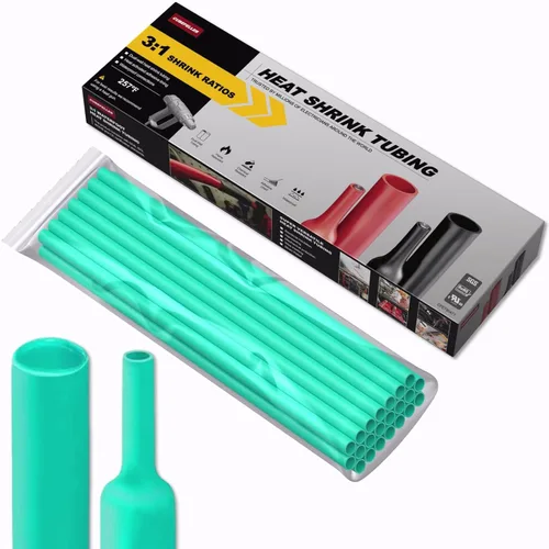 Miniatura 12 de CUBEFELLER® Relación 3:1 Tubo Termorretráctil de 3/32 Pulgadas (2.4mm) Azul - 20 pies (6.1M de Longitud Total), Grado Marino Impermeable Forrado