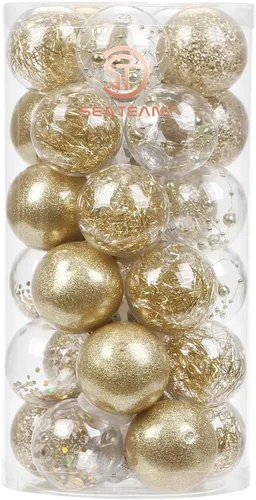 Miniatura 14 de Sea Team Juego de bolas de Navidad de plástico transparente inastillables, bolas decorativas de varios tamaños con relleno delicadas decoraciones