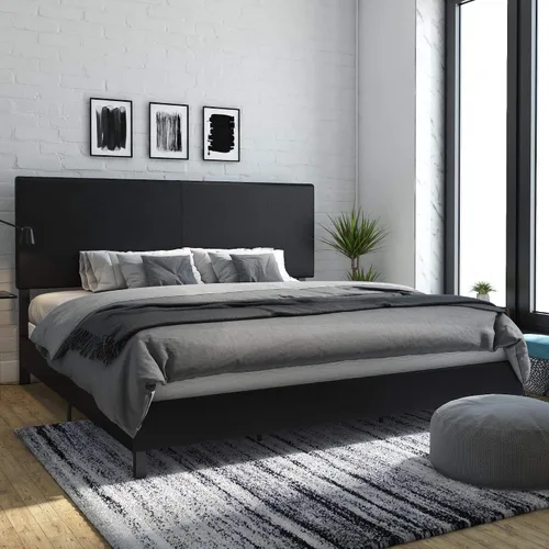Miniatura 11 de DHP Janford - Cama tapizada con diseño elegante, Tela, Gris (Grey Linen)
