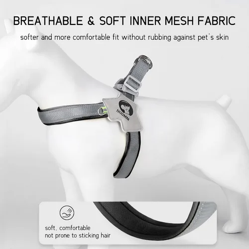 Miniatura 4 de Easy Walk - Arnés para perro con problemas de tráquea, arnés suave y ajustable para cachorros, sin tirones, fácil de usar, arnés para mascotas sin