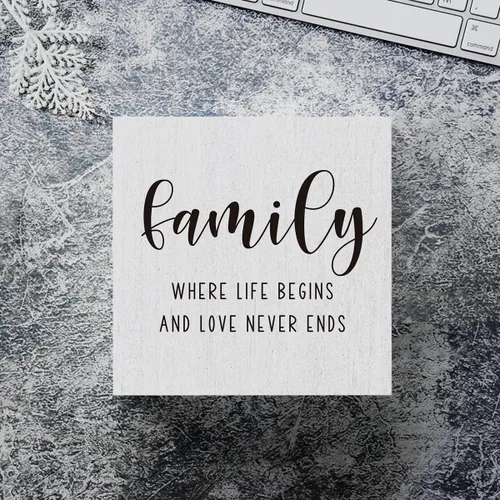 Miniatura 4 de mmiishe Letrero decorativo de madera con texto en inglés «Family Where Life Begins and Love Never Ends»