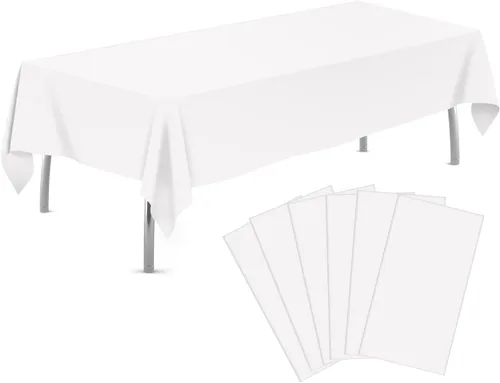 Miniatura 28 de tujol Paquete de 6 manteles de plástico de 84 pulgadas, manteles redondos desechables, manteles de plástico para fiestas