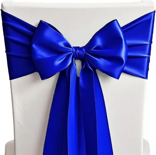 Miniatura 20 de 50 Bandas y Lazos de Satén Azul Bebé para Sillas para Decoración de Bodas, Fiestas de Cumpleaños y Fiestas - Cintas de 7x108 Pulgadas, Lazos