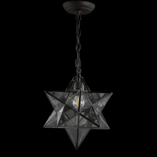Miniatura 7 de JONATHAN Y Colgante LED de estrella morava de bronce aceitado de 12 pulgadas, linterna colgante de metal con vidrio transparente para isla de Bronce