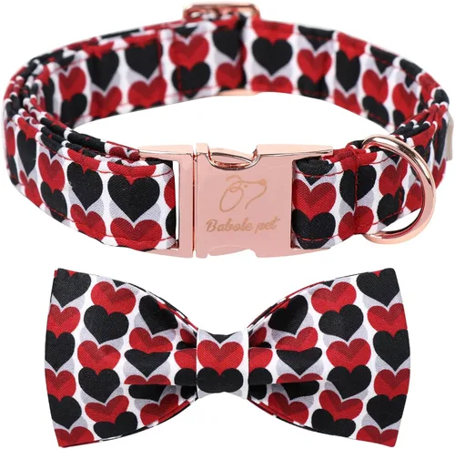 Miniatura 16 de Collares Verdes para Perros Pequeños, Lindo Collar de Pana para Perro con Corbatín, Hebilla de Metal de Seguridad, Collares Ajustables