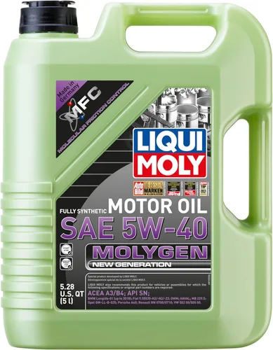 LIQUI MOLY Molygen New Generation 5W40 | 5 L | Aceite de motor totalmente sintético | SKU: 20232 | Paquete de 1