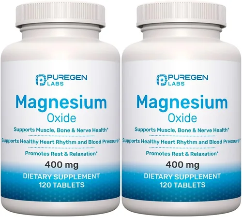 Suplemento de óxido de magnesio de 400 mg [alta potencia] | Paquete de 2 - Total de 240 tabletas