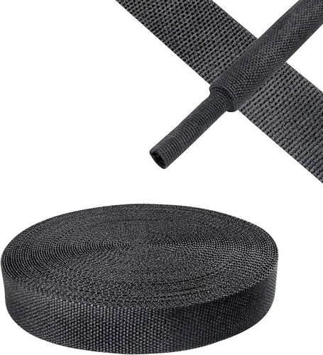 Miniatura 10 de Tubo Termorretráctil Trenzado Negro 2 en 1 Funda de Manguera de Telar de Alambre de Tela Retráctil Automotriz Protector de Gestión (1/2"-15ft)