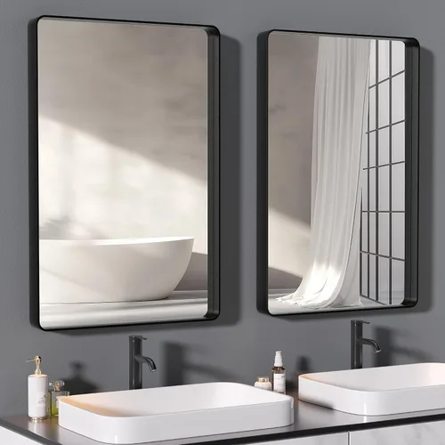 Miniatura 18 de Hasipu - Juego de 2 espejos de baño para pared, espejos de baño con marco de metal negro de 30 x 24 pulgadas para sobre lavabo, espejos