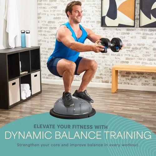 Miniatura 3 de Lifepro Half Balance Ball Trainer - Pelota de estabilidad para ejercicio, entrenamientos de cuerpo completo, gimnasio en casa y terapia física, Gris