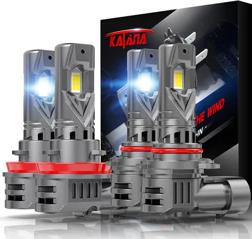Miniatura 15 de KATANA Bombillas H4 mejoradas, 18000LM 6500K xenón blanco súper brillante tamaño mini con ventilador de refrigeración, luz antiniebla lista