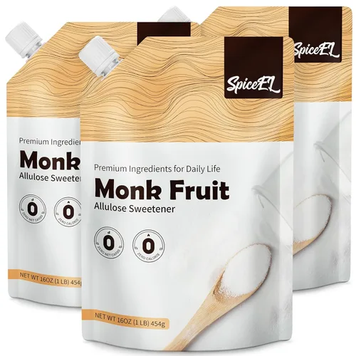 Miniatura 13 de SPICEEL Edulcorante de fruta de monje con alulosa, sustituto del azúcar blanco sin calorías, sin eritritol, apto para dieta cetogénica, de extracto