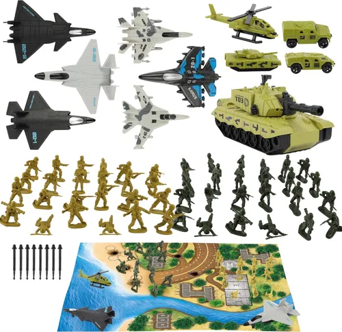 Miniatura 10 de TOY Life 95 piezas de juguetes del ejército para hombres, soldados de juguete para niños, figuras de acción de plástico, juego militar de soldado