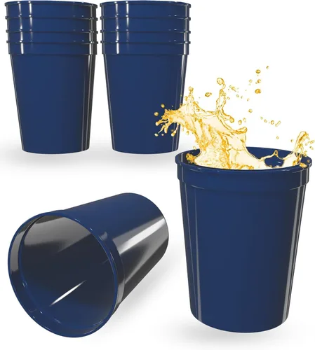 Miniatura 109 de PartyPrints Paquete de 100 vasos de plástico en blanco reutilizables de 10 a 12 onzas, vasos de estadio a granel, sin BPA, aptos para lavavajillas