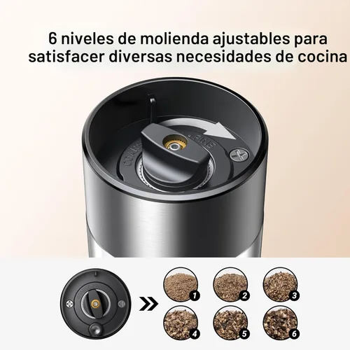 Miniatura 5 de ThermoMaven Juego de molinillo eléctrico de sal y pimienta, 3.7 fl oz más grande, recargable, automático, molinillo de sal y pimienta con 6 grosores