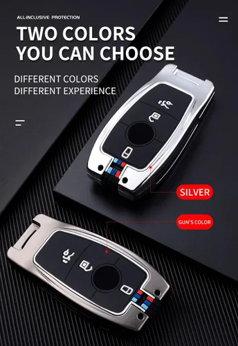 Miniatura 7 de Funda para llaves para Mercedes Benz A C E S CLA CLS GLA GLB Llavero Shell Bolsa Accesorios Protector 3/4 Botones, 3 botones-negro