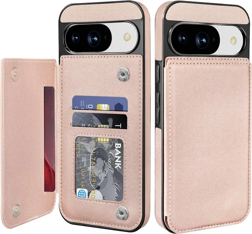 Miniatura 9 de Bizzib para Google Pixel 6A Funda de cuero tipo cartera con tarjetero, cubierta tipo libro con pata de pie, cierre magnético, funda protectora a