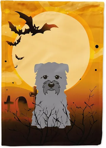 Miniatura 147 de Caroline's Treasures BB4307GF - Bandera de Halloween Airedale para jardín, bandera decorativa para patio exterior, obras de arte de patio, macizos