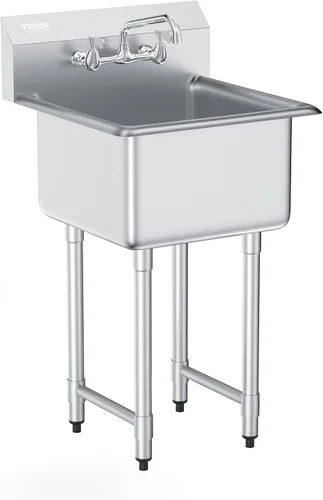 VEVOR - Grifo de cocina de acero inoxidable para preparación y uso general, 1 compartimento independiente, fregadero pequeño que incluye grifo y
