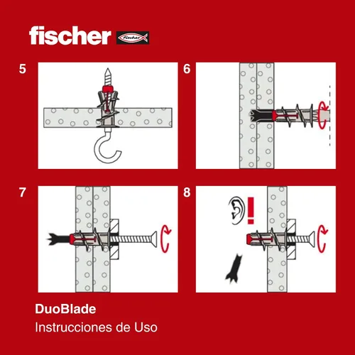 Miniatura 4 de fischer DuoBlade - Anclaje autoperforante para paneles de yeso de 1-1/2" (40 mm) con punta de metal y tornillo de aglomerado, 25 anclajes y 25