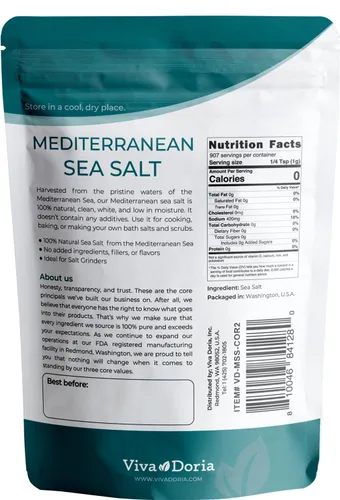 Miniatura 2 de Viva Doria Sal marina mediterránea, grano grueso, 2 lb