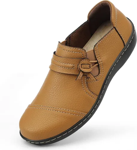 Mocasines de cuero clásicos y cómodos para mujer, bonitos zapatos de vestir informales, ligeros, para caminar, zapatos planos para el trabajo diario
