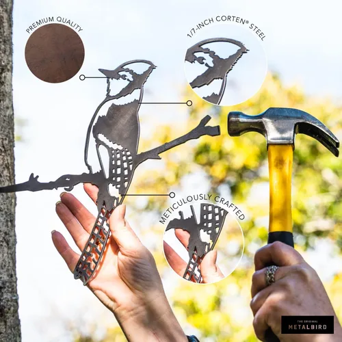 Miniatura 5 de METALBIRD - Colibrí - Adornos de árbol para exteriores en acero Corten - Arte de metal fabricado con orgullo en los Estados Unidos