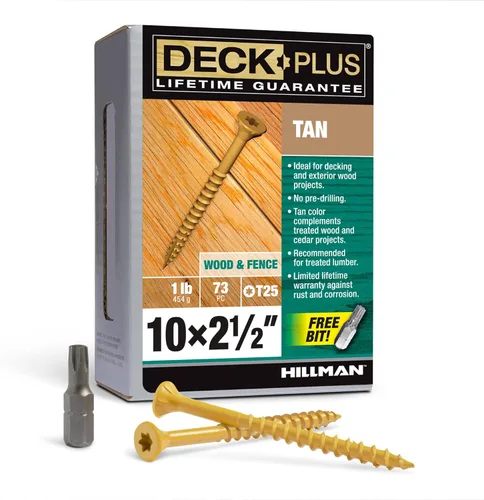 Miniatura 63 de Deck Plus Tornillos para valla y madera exterior con revestimiento epoxi de 3 pulgadas #10 x 3 Torx/Star Drive Incluido, rosca gruesa, tornillo